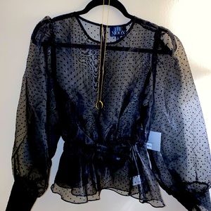 Black top chiffon detail, beautiful.